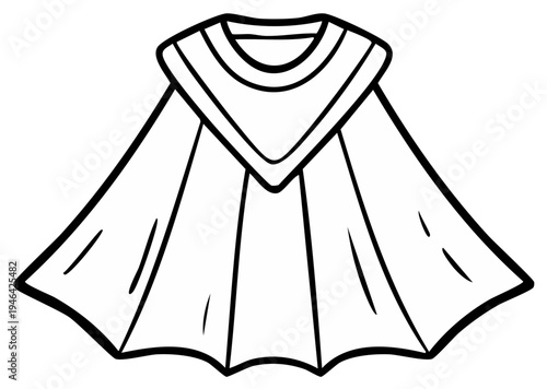 Super Hero Cape Outline Drawing Isolated Comic Book Style Cosplay Costume