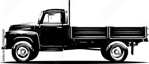 Vintage truck isolated on transparent background