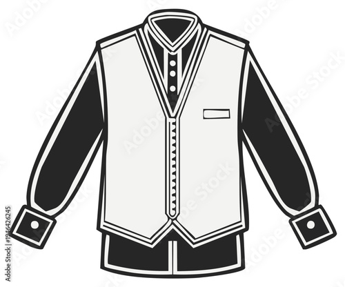 Elegant Men's Shirt and Vest Outfit Isolated Vector Graphic, Formal Wear Apparel Illustration