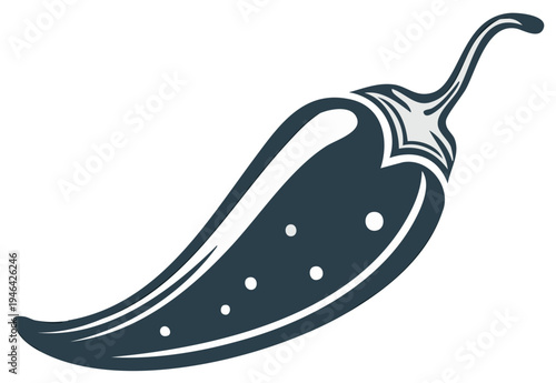 Stylized illustration of a blue chili pepper, isolated, food and cooking concept.