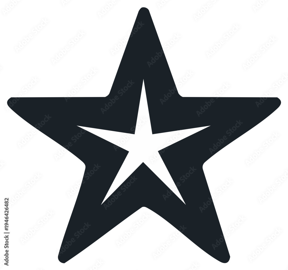 Obraz premium Bold dark star icon with a bright white negative space star cutout design