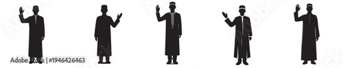vector silhouette of a muslim man standing waving his hand