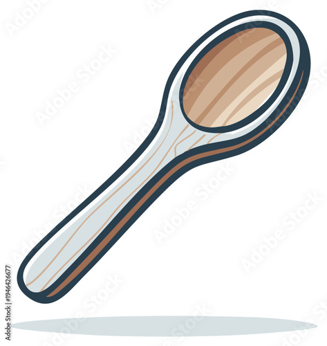 Cartoon style wooden spoon illustration for cooking or food preparation design element
