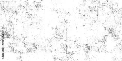 Grunge dust scattered black dirt speckles and stains on white background, distressed vintage paper effect, minimal monochrome grunge overlay, high contrast, realistic grain texture.