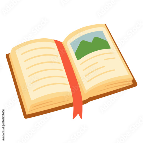 book with picture and description knowledge science education flat color vector illustration template design