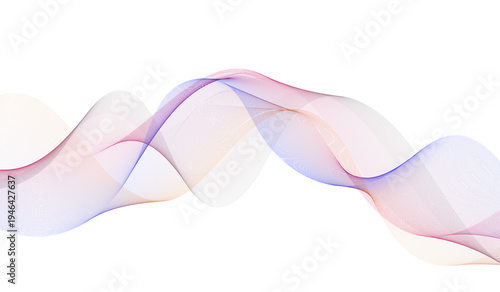 Abstract wavy line illustration in soft gradient pink, blue and purple colors against a neutral background isolated on transparent background