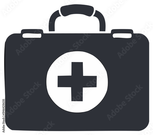 Simple Black First Aid Kit Illustration Safety Medical Supplies Emergency Aid