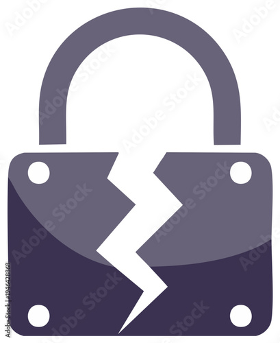 Broken Padlock Symbol Representing Security Breach Data Loss and System Failure