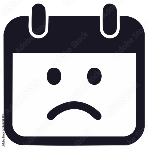 Unhappy calendar face icon representing a missed appointment or a bad day on the schedule