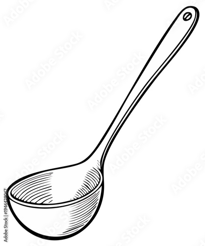 Classic Ladle Sketch: Kitchen Utensil Drawing for Food Serving and Culinary Use