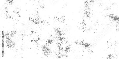 Grunge dust scattered black dirt speckles and stains on white background, distressed vintage paper effect, minimal monochrome grunge overlay, high contrast, realistic grain texture.