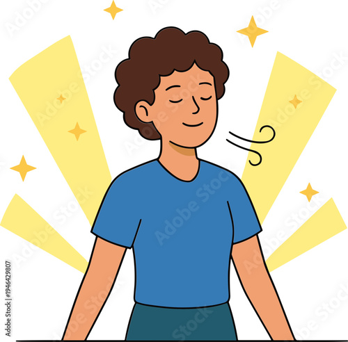 A man experiences relaxation outdoors with sparkles