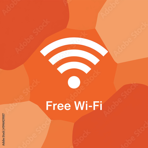 Free Wi-Fi Sign on Orange Abstract Background