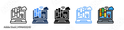 Digital Library Icon Multiple Style