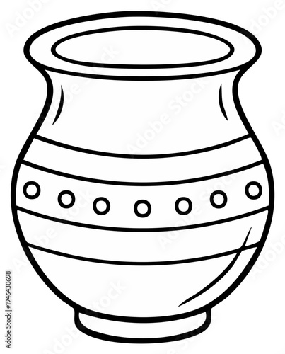 Cartoon drawing of an empty traditional clay pot