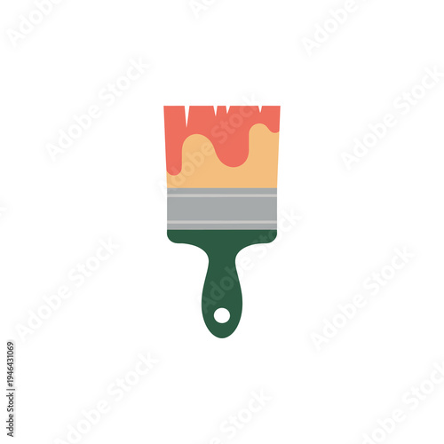 Paintbrush loaded with paint for artistic creation or home decoration