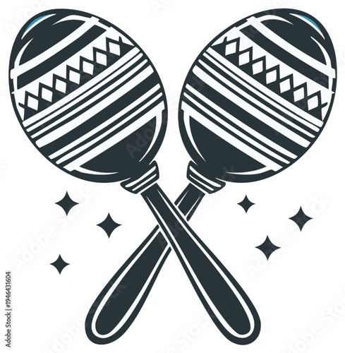 Maracas Musical Instruments Rhythmic Percussion Shakers Cross Pattern Rhythm Fun Shaking Celebration