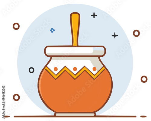 Orange and White Maté Gourd Cup with Bombilla Illustration