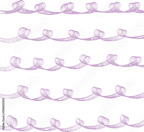 手描きレーキタッチのレトロピンクのカールラインボーダー背景　Adobe Illustrator Artwork