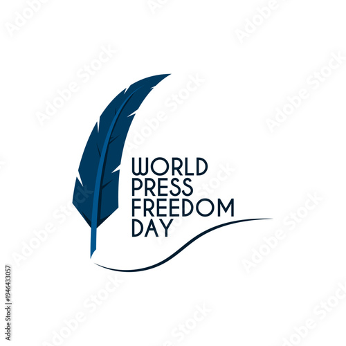 World press freedom day design vector illustration with feather pen icon on white background. May 3.