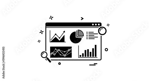 Business data analysis on screen.