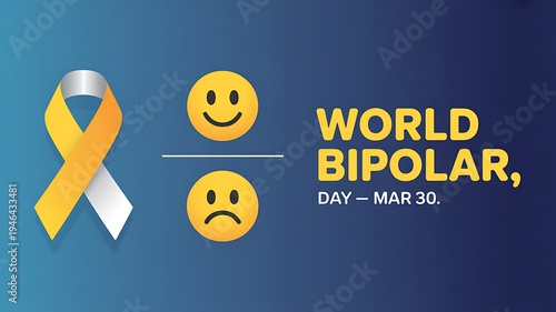 A conceptual graphic illustration promoting world bipolar day observed annually on march thirtieth