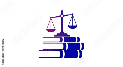 Law books with balance scales.