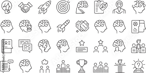 Collection of hand drawn flat design icons and symbols for various everyday activities and concepts