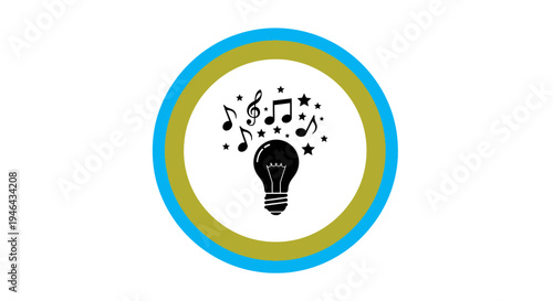 Light Bulb with Music Notes.