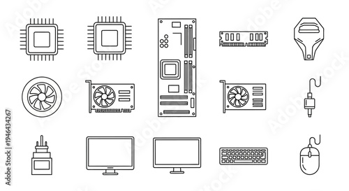 Computer hardware components and devices.