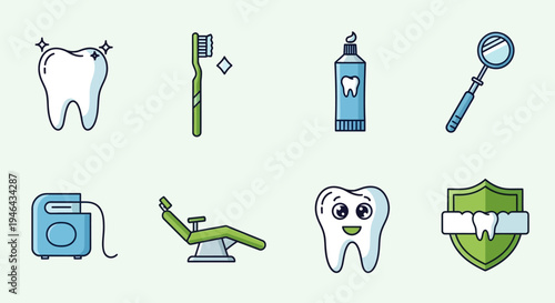 Dental care and hygiene tools.