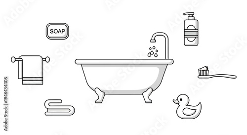 Clawfoot Bathtub With Accessories.