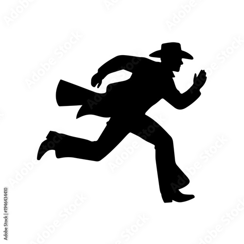 Cowboy in Action Running Across Dusty Frontier With Determination and Wild West Energy Vector