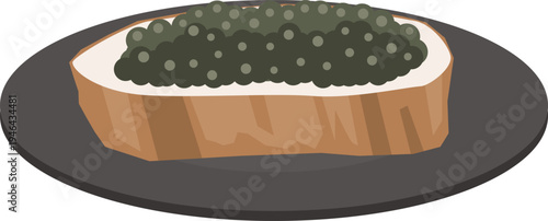 パンに乗ったキャビアのイメージイラスト