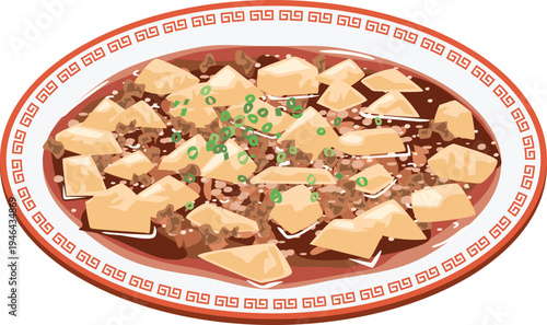 お皿に盛られた麻婆豆腐のイメージイラスト