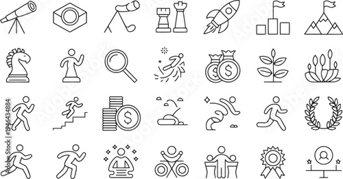 Collection of hand drawn vector icons isolated on transparent background for various themes