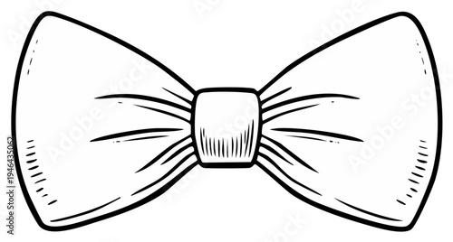 Classic Hand-Drawn Bow Tie Illustration. Elegant Neckwear Accessory for Formal and Festive Occasions.