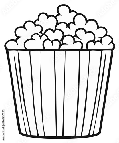 Classic Striped Popcorn Bucket Filled With Fluffy Kernels