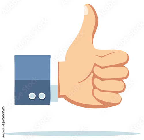 Cartoon hand making thumbs up gesture for success approval agreement and positive feedback