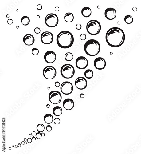Abstract illustration of bubbles rising against a white backdrop.