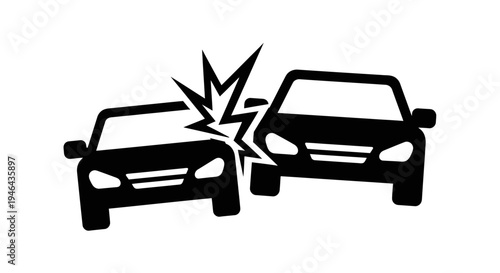 Car crash accident icon representing a collision between two vehicles