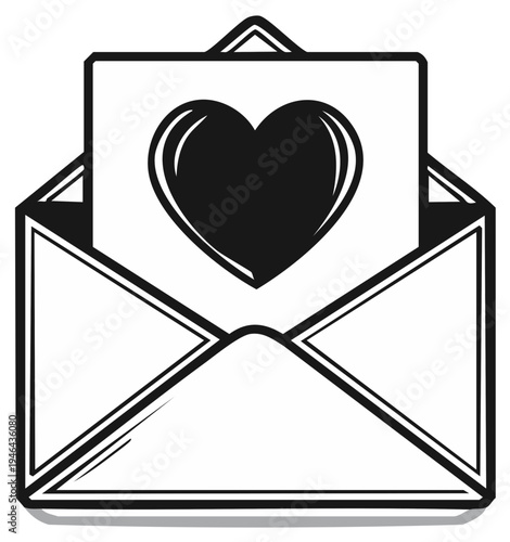 Heart in Envelope Vector Illustration, Love Letter, Valentines Day Concept, Romantic Gesture.
