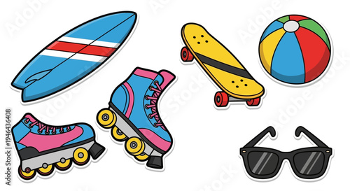 Set of 6 summer sports icons vector
