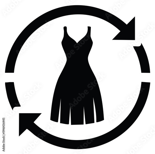 Sustainable Fashion and Circular Economy Icon with Dress and Arrows