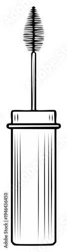 Mascara Brush Tool Line Art Illustration for Lashes and Eye Cosmetics Beauty Enhancements