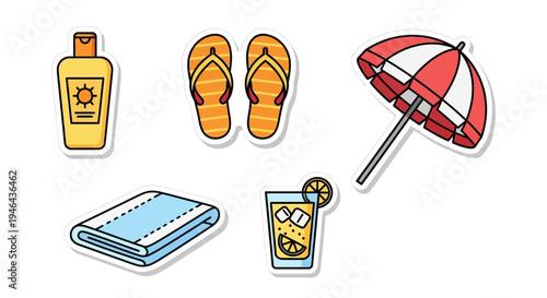 Set of 5 summer vacation icons vector