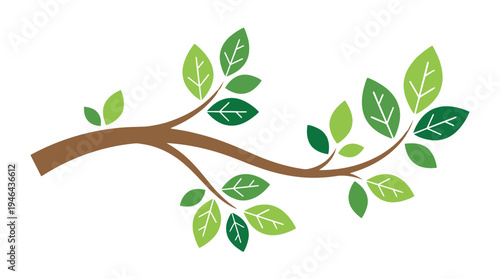 Illustrative Branch with Fresh Green Leaves, Symbolizing Nature's Renewal and Healthy Ecosystems