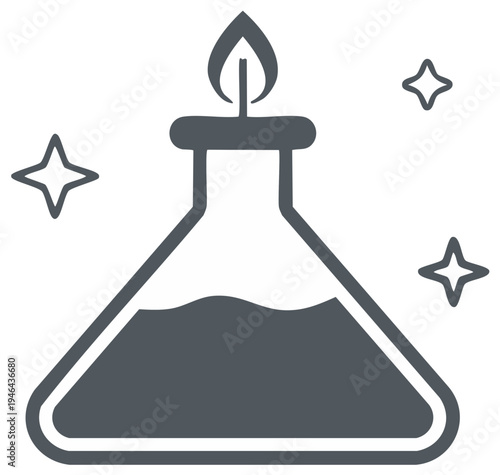 Magic Potion Cauldron with Flame and Stars Fantasy Chemical Brew Icon