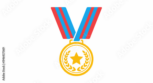 Golden Medal with Star and Ribbons.