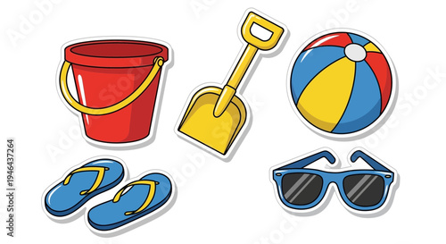 Set of 5 beach icons vector